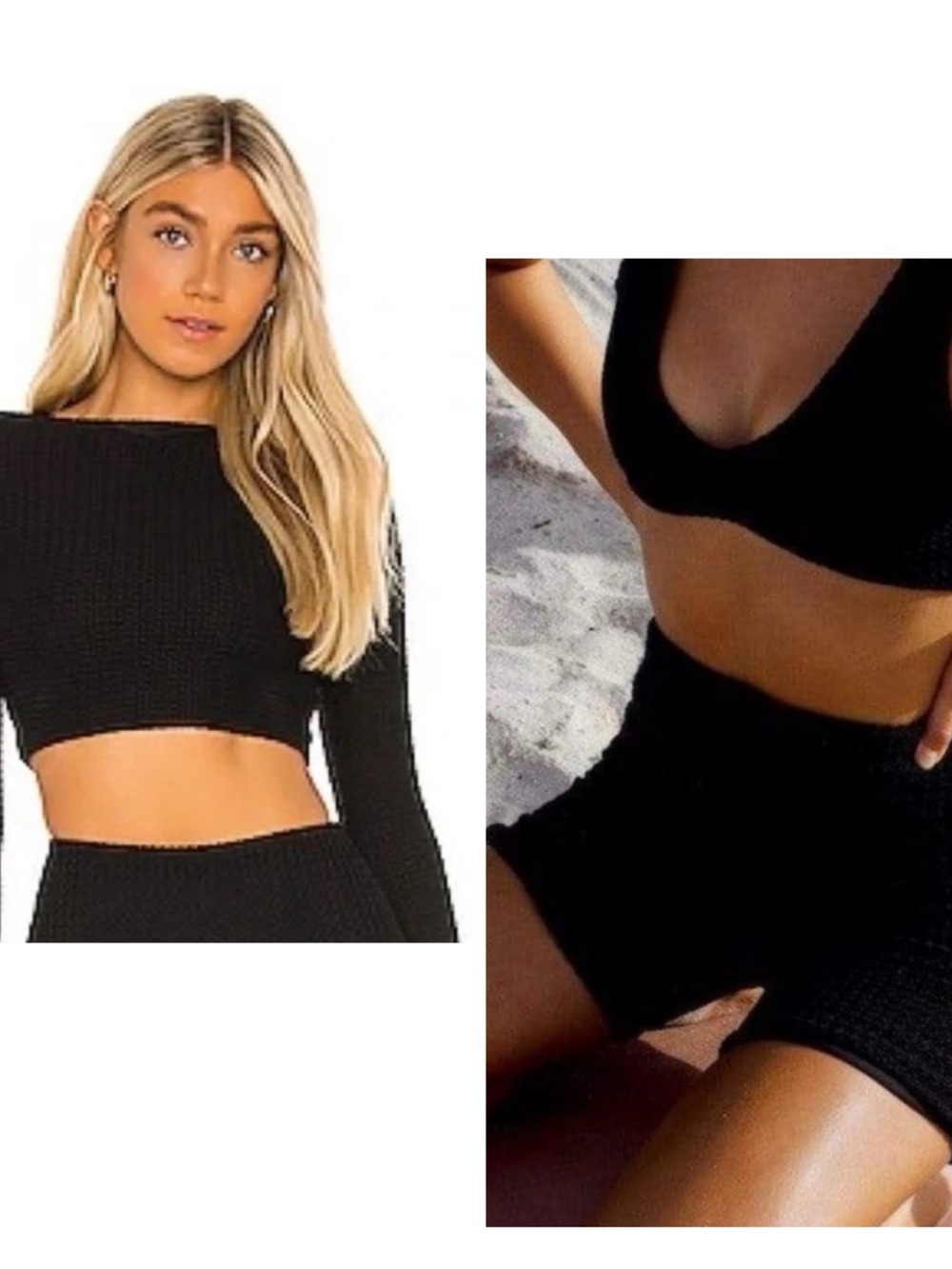 Montce Black Solidad Woven Crop Top + Shorts Set (S)